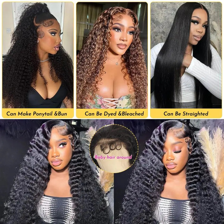 250% Loose Deep Wave 40 42 Inch 13x6 HD Swiss Lace Frontal Human Hair Wigs Brazilian PrePlucke Water Curly 13x4 Lace Front Wig