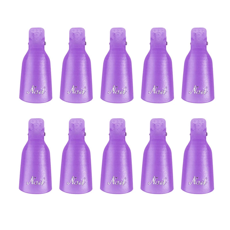 10Pcs UV Gel Polish Remover Clips Colorful Acrylic Nail Art Soak Off Cap Clips Nails Cleaning Manicure Finger Wrap Remover Tools
