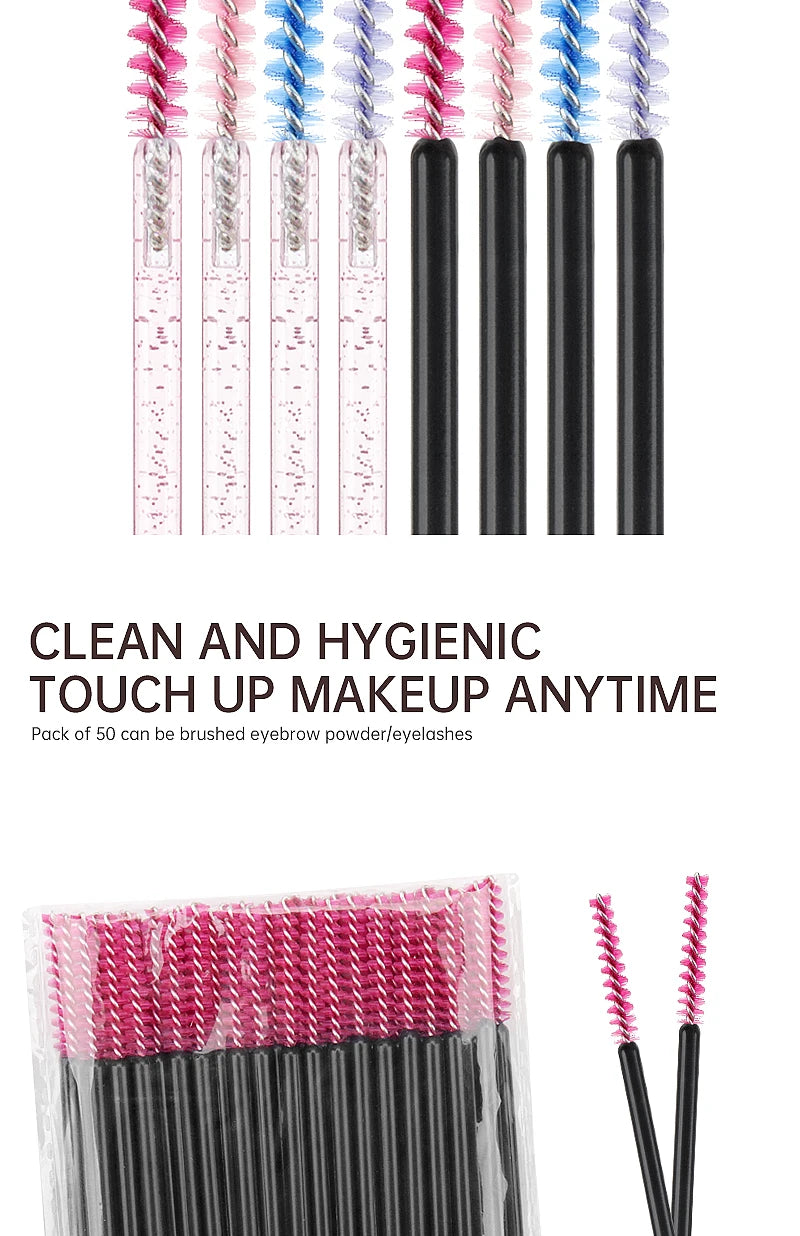 50pcs Disposable Makeup Brush Eyelash Microbrush Mascara Wands Cosmetics Applicator Eyebrow Comb Lash Extension Supplies Tool