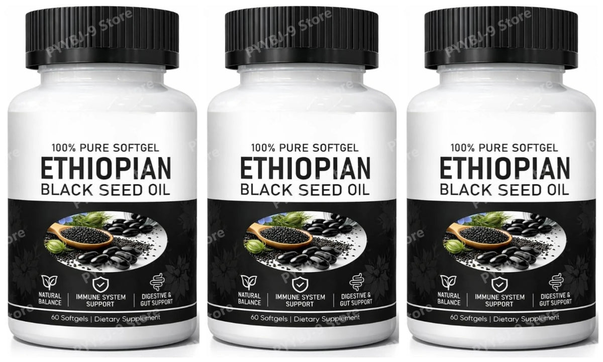 Ethiopian Black Seed Oil Softgels with Vitamin C, Zinc, Ginger and Turmeric for Immune & Antioxidant Support, 60 Softgels