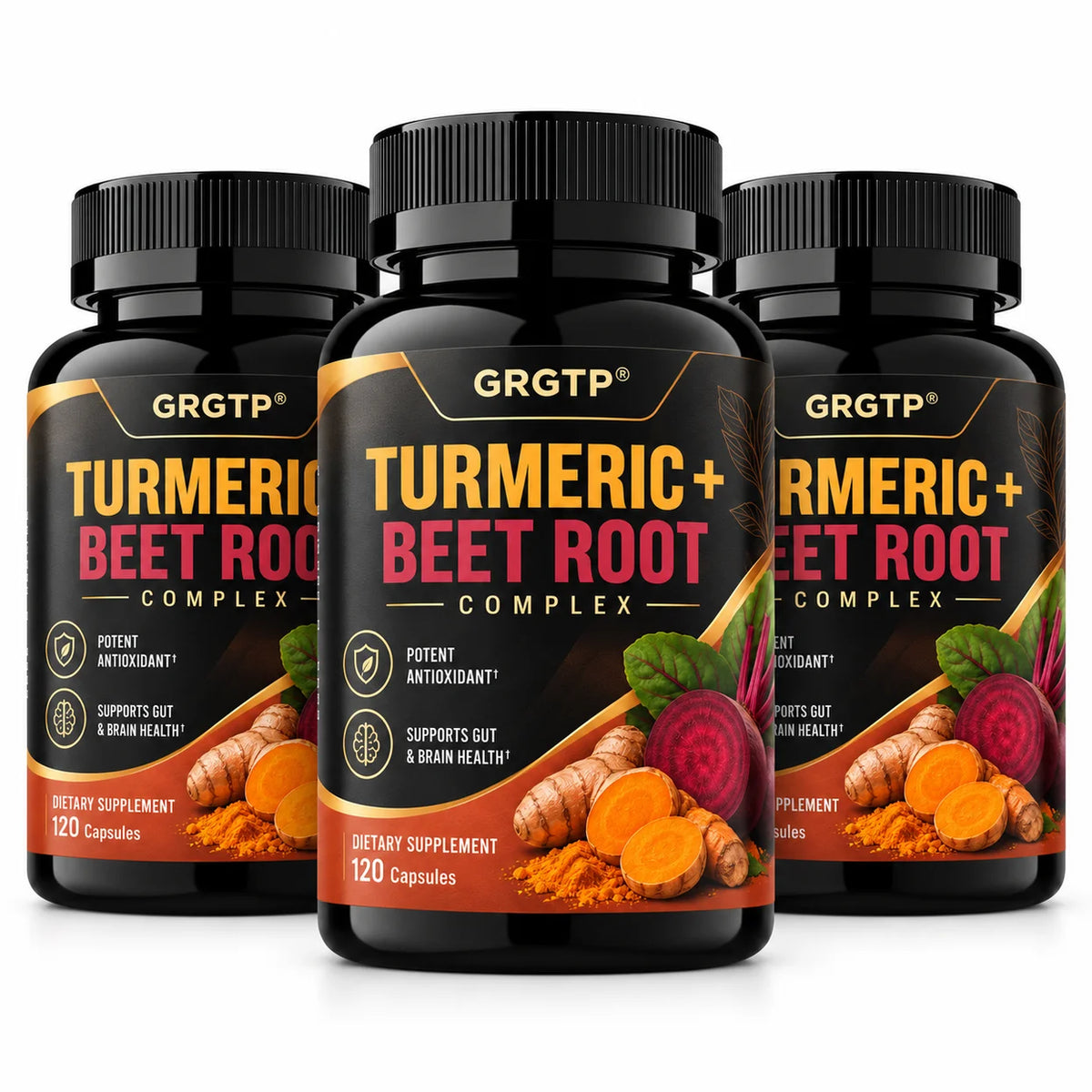 Turmeric + Beet Root Complex - Antioxidant, Blood Circulation,Natural Energy and Overall Vitality, Supports Gut and Brain Health