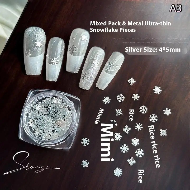 Snowflakes Winter Nail Sequins Sparkling Christmas Flakes Spangles Nail Art Decoration Sticker Tips Nail Charm Manicure Salon