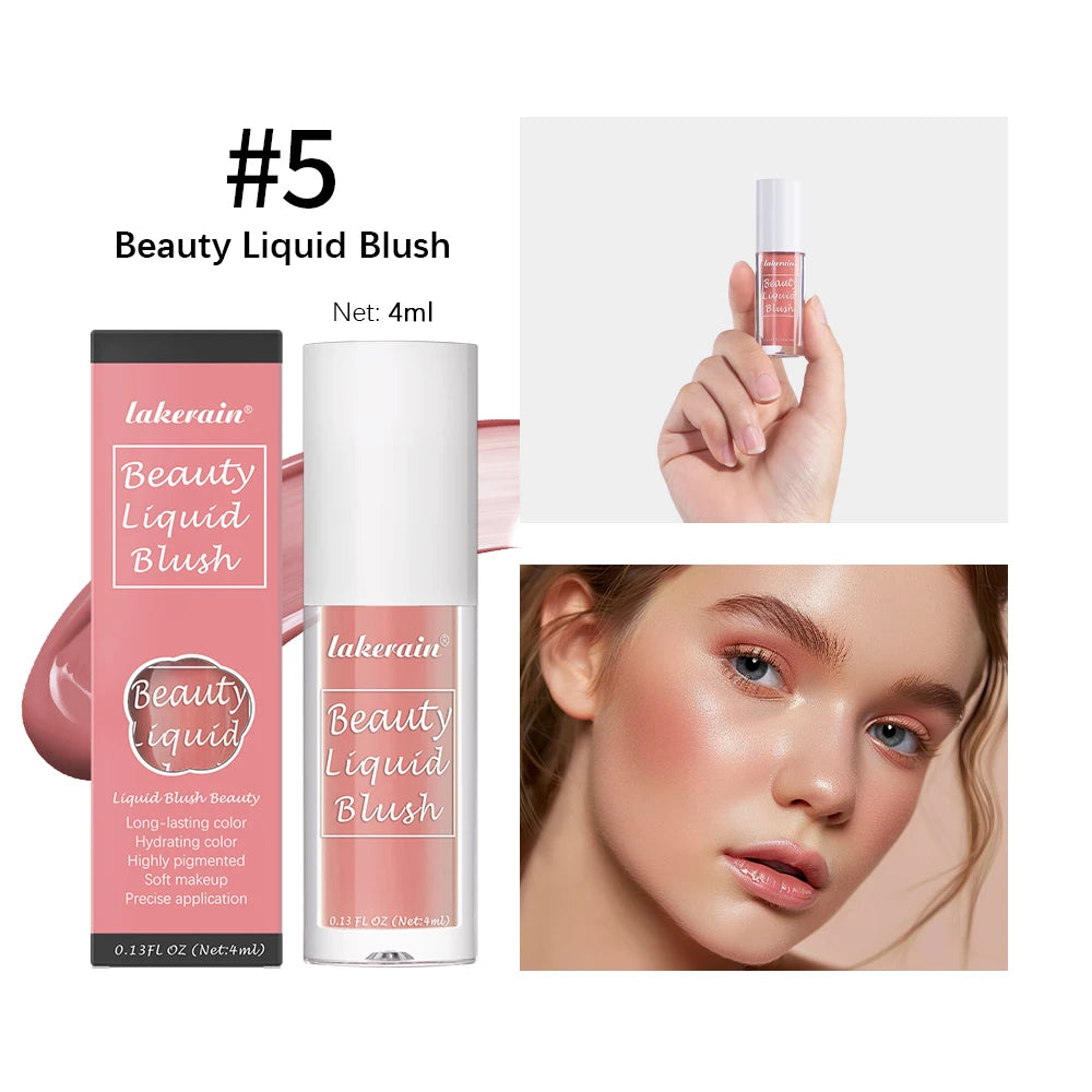 9 Shades Beauty Liquid Blush Lightweight Blendable Dewy Finish Liquid Cheek Tint Long‑Wearing Natural Flush Multi‑Use Face Blush Makeup
