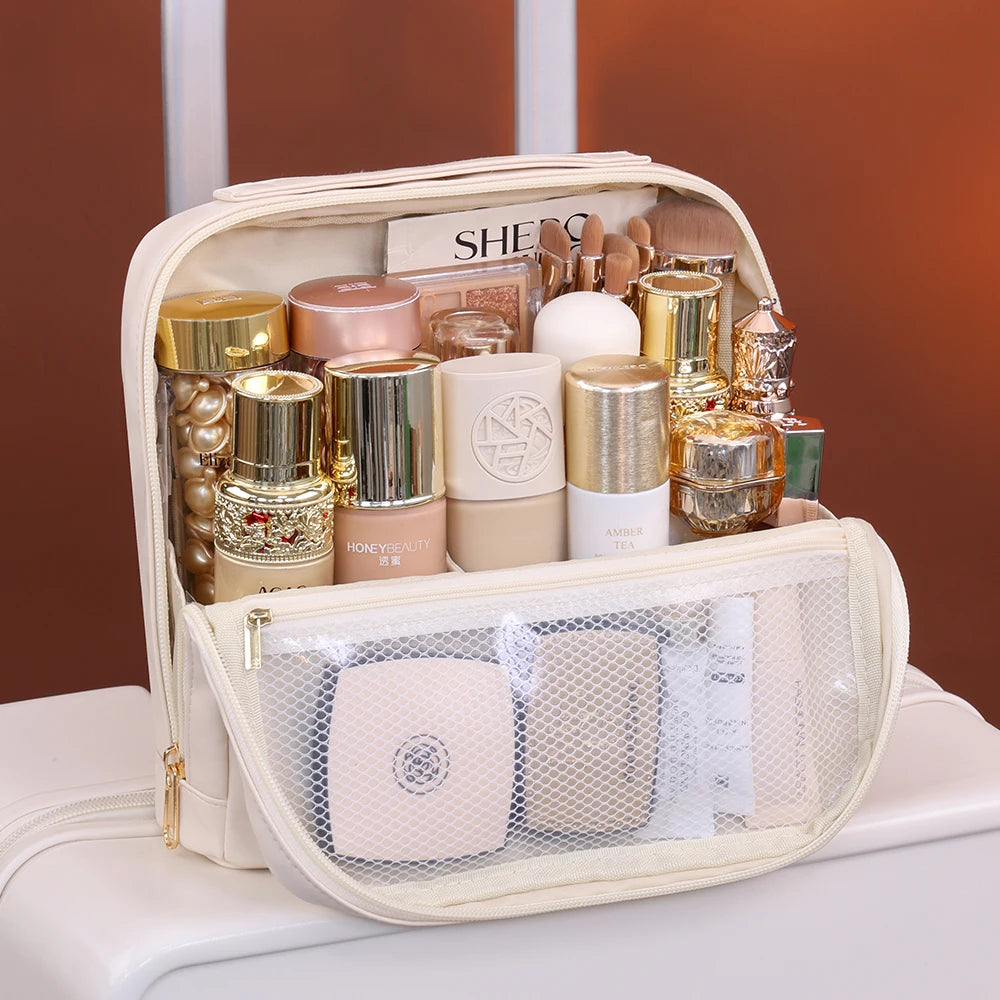 Portable Standing Up Bag Large Capaci Travel Waterproof Toiletry Storage Bag for Brues Cosmetic Tools Women's Makeup Organizer