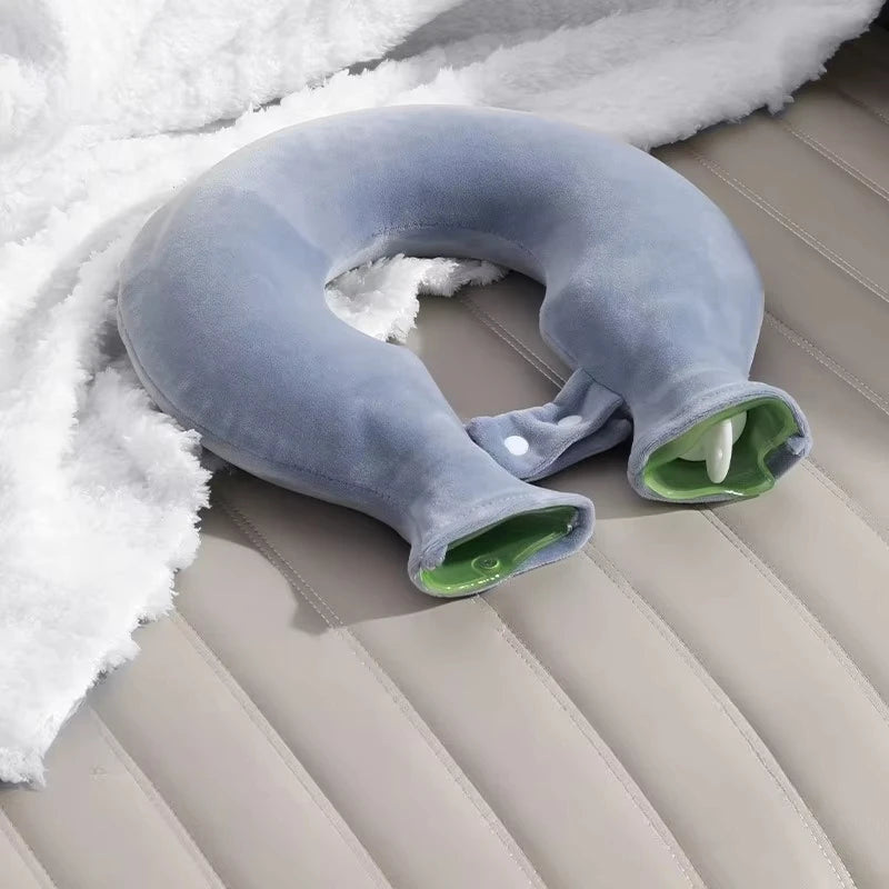 U-shaped Hot Water Bag for Neck Soft Plush Neck Warmer Hot Water Bottle Winter Warming Supplies Hot Cold Compress Physiotherapy