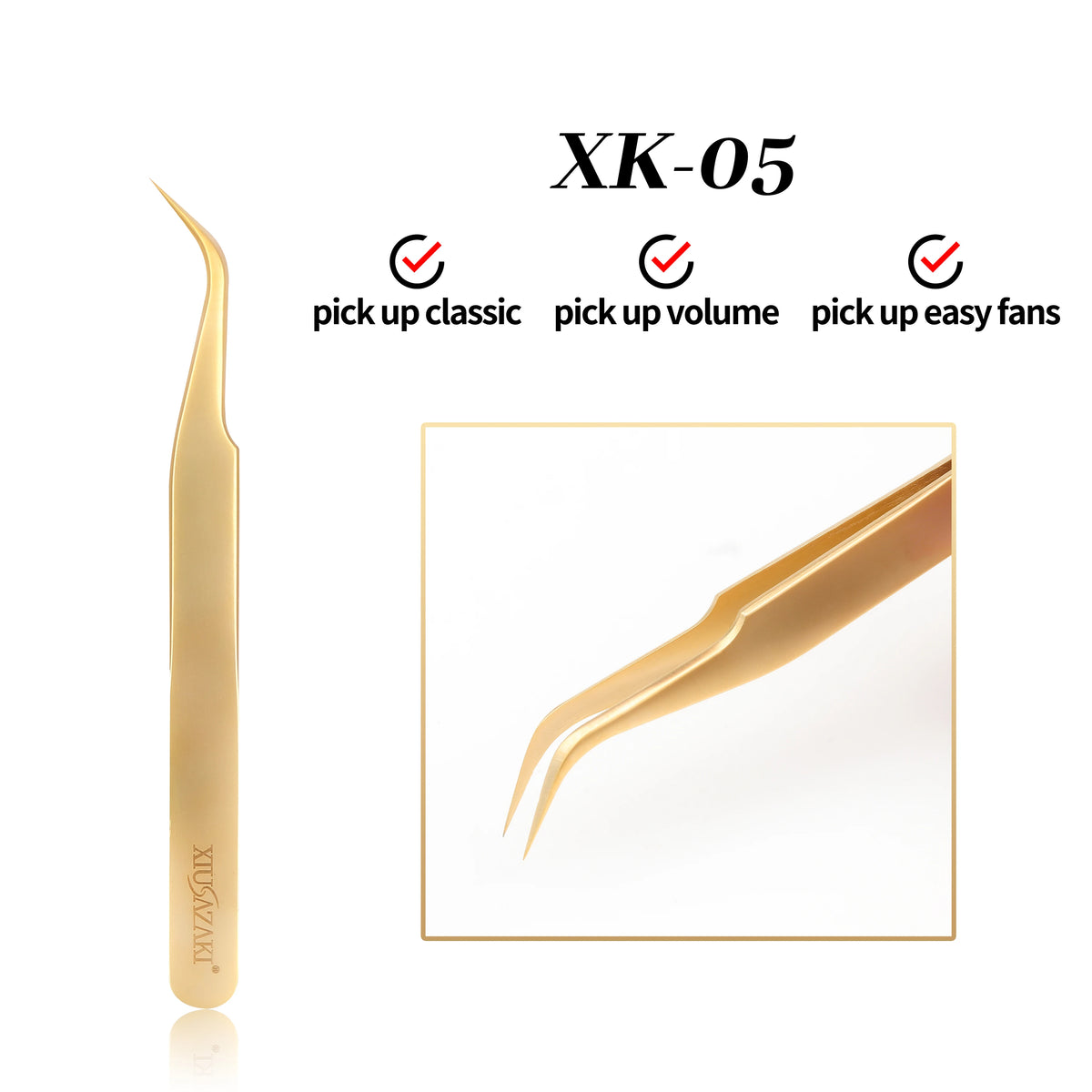 XIUSUZAKI High Precision Eyelash Extension Tweezer Fiber Tips for False Lash Extensions Stainless Steel Tweezers Makeup Tools