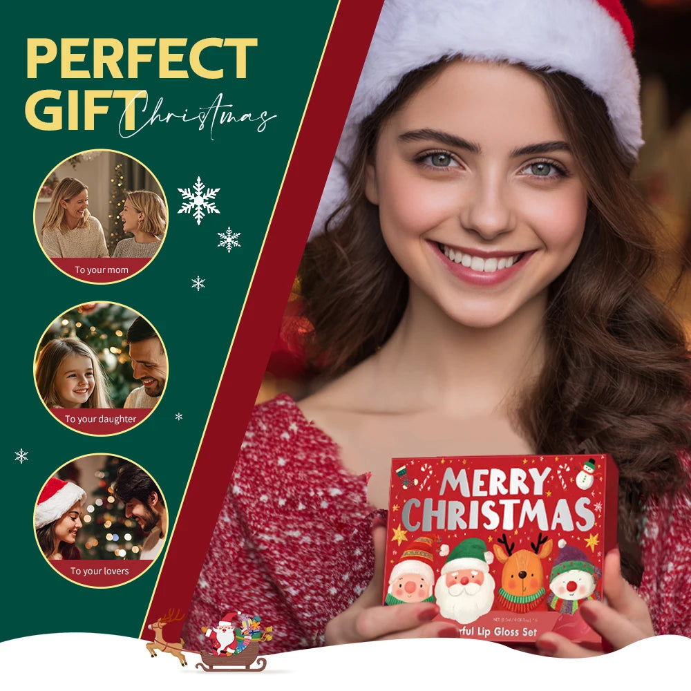 Christmas Gift 6Pcs Lip Gloss Set With Gift Bag Velvet Matte Waterproof Long Lasting Lip Tint Colorful Lip Makeup Cosmetic