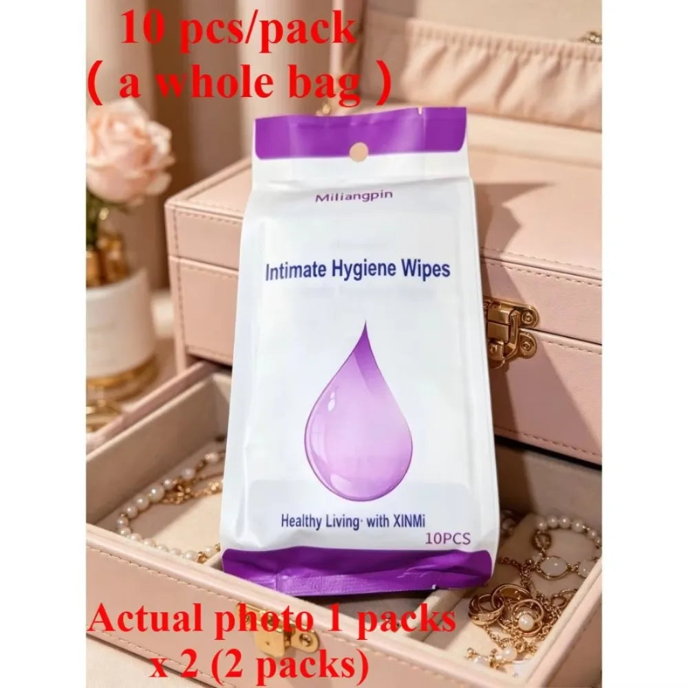 Feminine Intimate Wipes; Intimate Cleaning and Antibacterial Use Outdoors; Individually Wrapped for Easy Carrying and Storage.