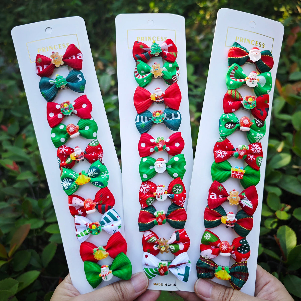 20Pcs Christmas Pet Hair Clips Santa Snowman Bowknot Dog Cat Hair Barrettes Puppy Kitten Holiday Party Grooming Hair Accessories