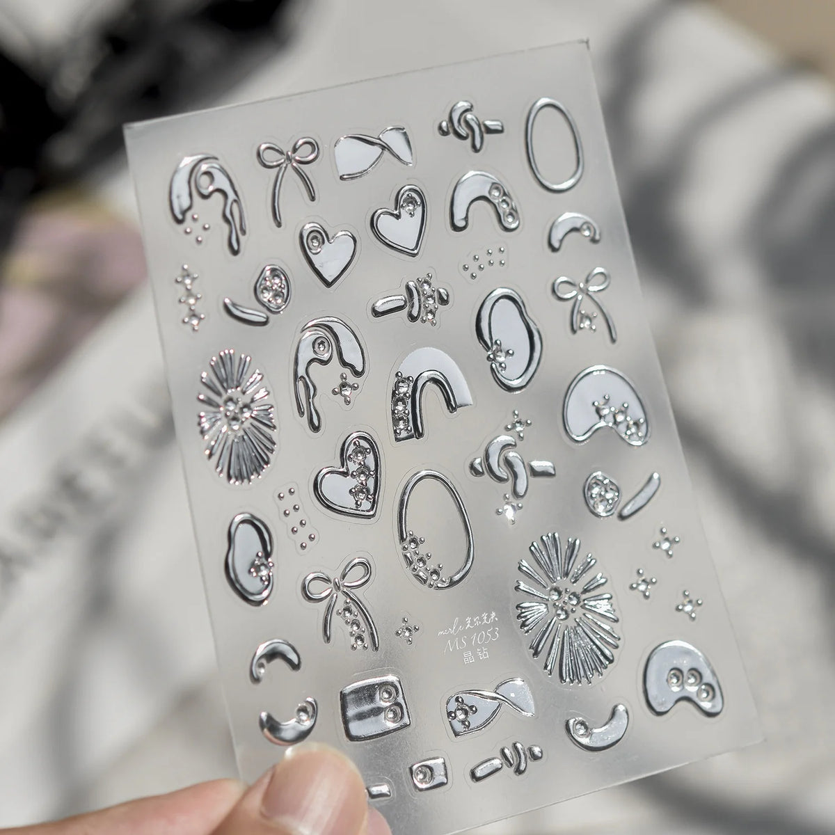 Silver Trim Silver Foil 5D Christmas Nail Stickers White Bow Pearl Chain Xmas Wreath Snowflake Xmas Tree Nail Manicure Supplies