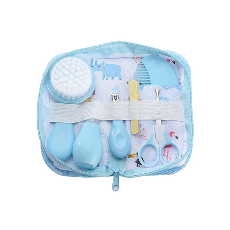 6Pcs Baby Care Kit+Storage Bag Nasal Aspirator Nail Scissors Hair Comb Brush Cleaning Tools Set Newborn Gift Kids Healthcare Kit