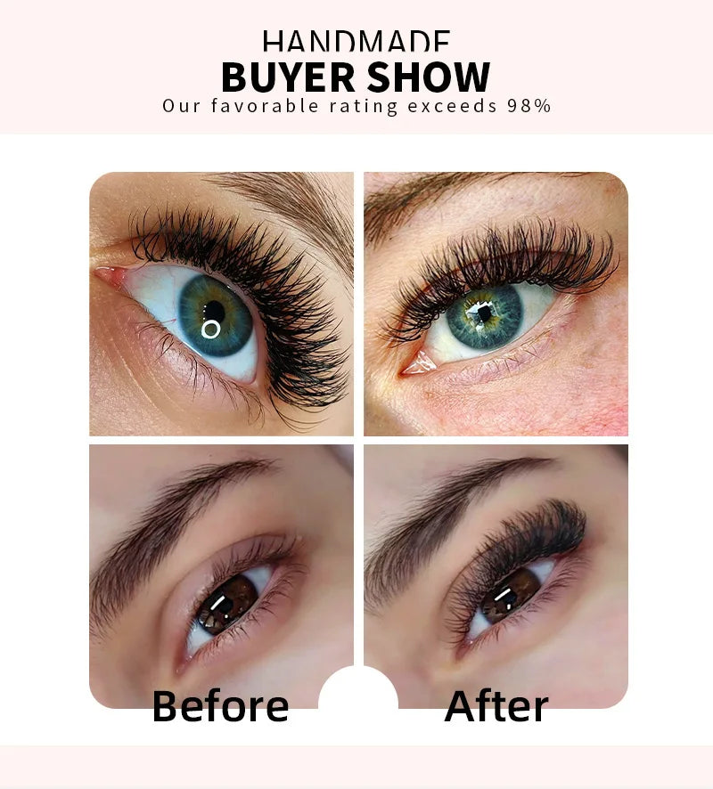 Narrow 2400 Fans Lashes XXL Mega Tray Premade Narrow Volume Fan Ultra Dark Pointy Base Promade Fans Eyelash Extensions Supplies
