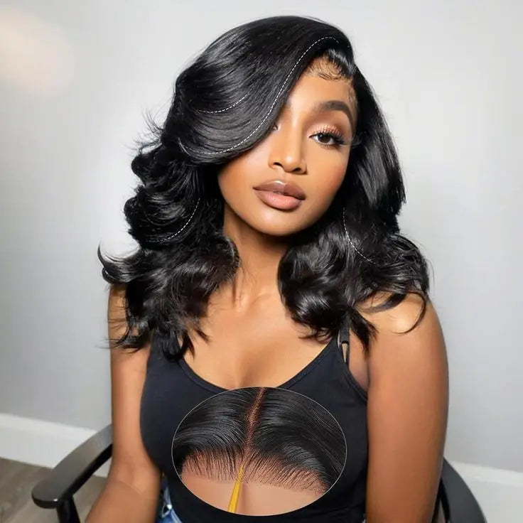 8-16 Inch Body Wave Short Bob Wig 200 Density 4x4 Lace Frontal Wig Human Hair Wigs 5x5 Glueless Wig Brazilian Black Natural Color Ready To Wear Glueless Closure Wig For Women