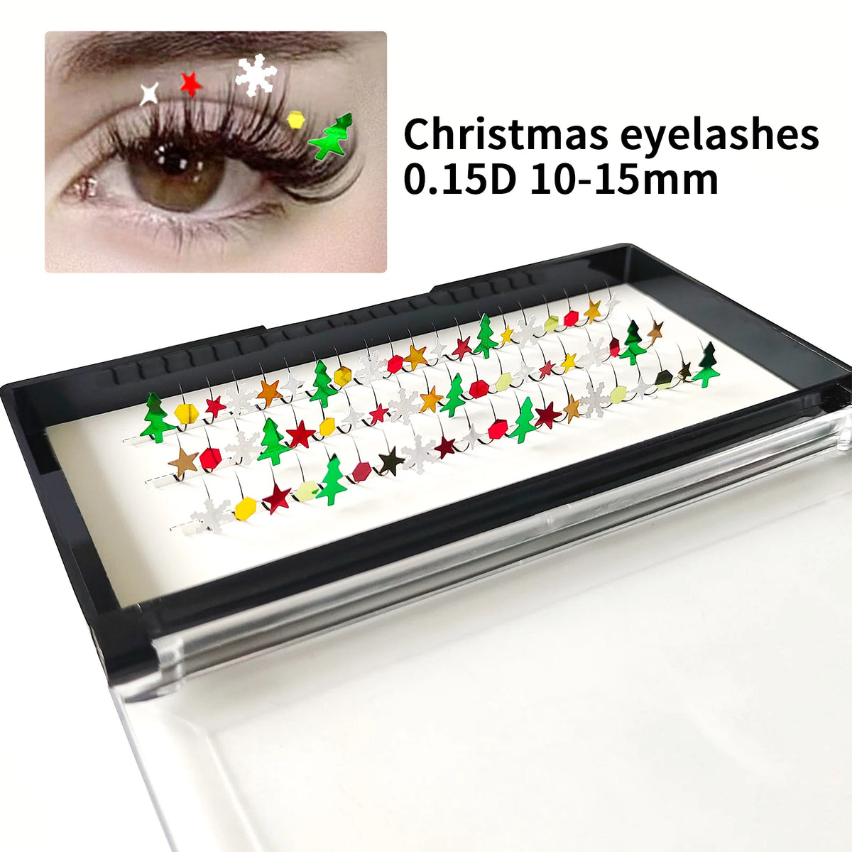 Honey Christmas Eyelash Extensions Glitter A/M Lashes DIY Snowflake Eyelash Christmas False Lashes 10-15mm