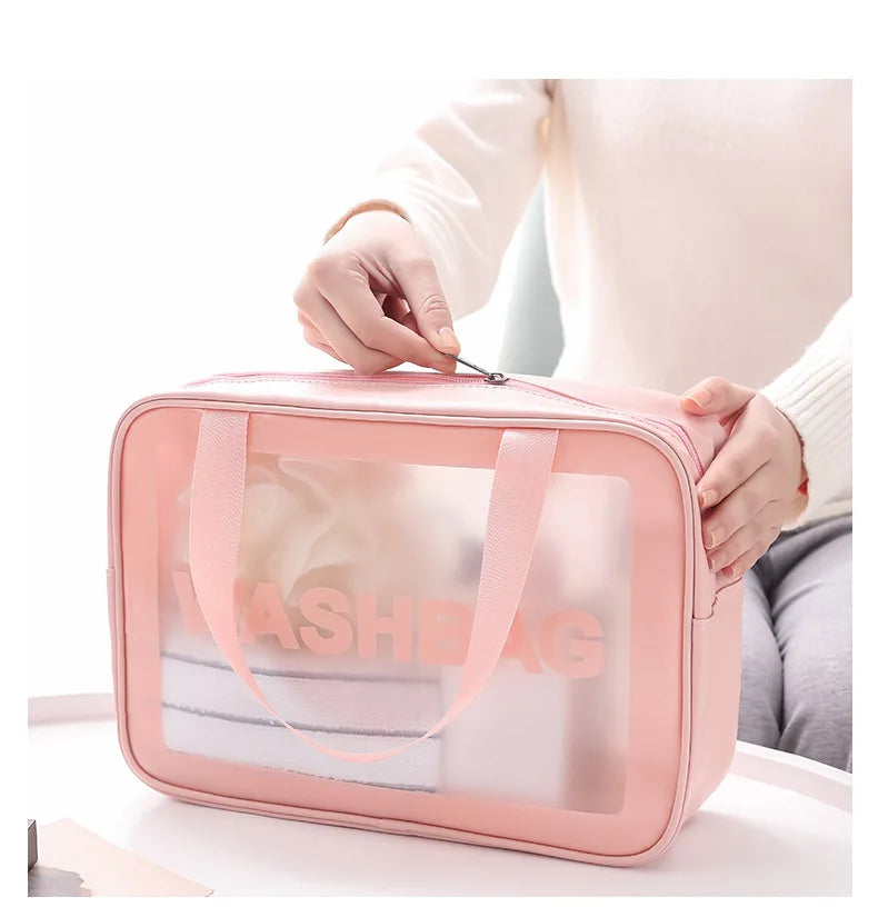 New Transparent Makeup Bag Set Toiletry Organizer Washbag for Women Portable Toiletries Pouch Travel Essential Cosmetics Bag