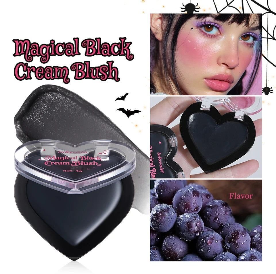 Magic Black Cream Blush PH Color Changing for Cheeks Lips Shadow Beeswax Halloween Cosplay Cosmetics