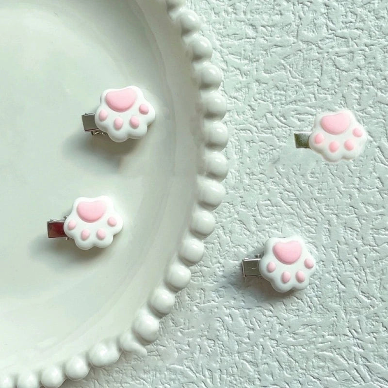 1pc/1pair Mini Cat Paw Shape Hairpin Teens Christmas Ponytail Bangs Hair Clip