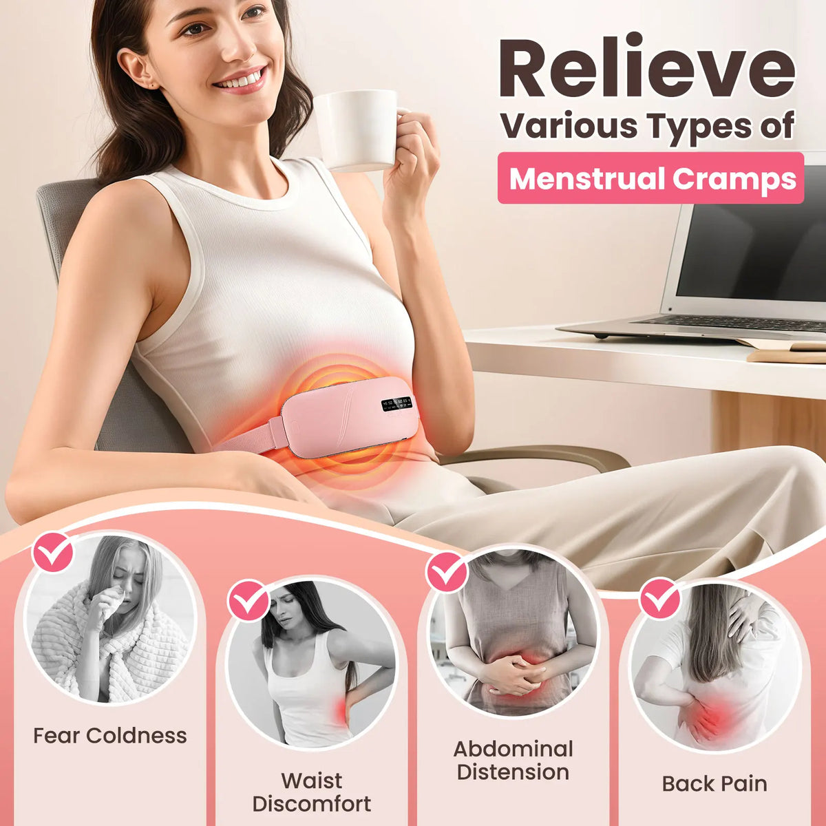 Menstrual Heating Pad Smart Warm Palace Belt for Relieving Waist Pain During Menstruation Heating Abdominal Waist Massage Tools