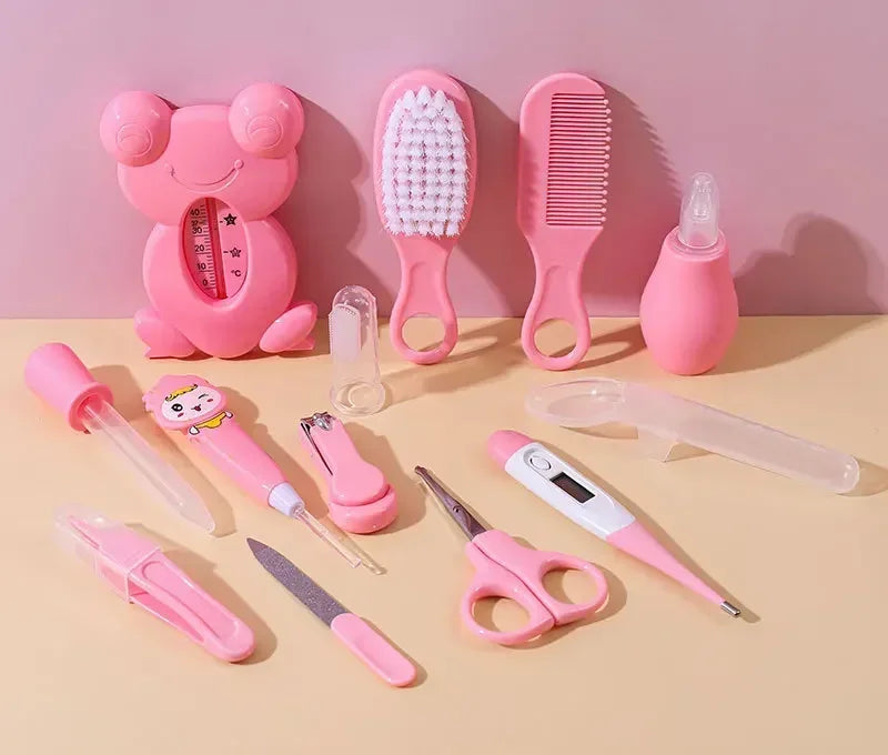 Baby Kit - 13PCS Wash Brush Thermometer Nail Clipper for Newborn Care Essentials Set with Hair Healthcare