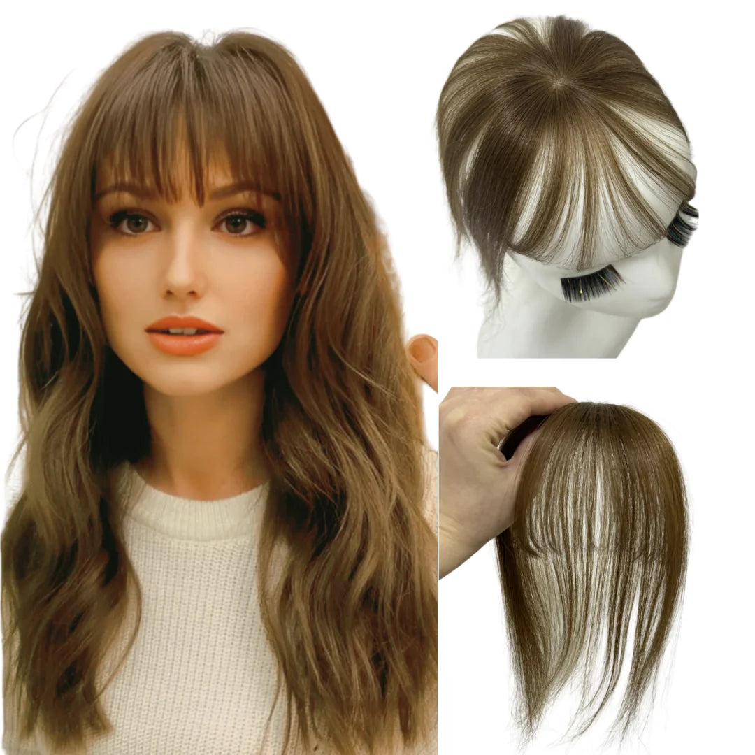 3D Full Coverage Human Hair Bangs Clips in Hairpieces for Women Wispy Bangs Hair Extensions for Thining Hair Daily Wear