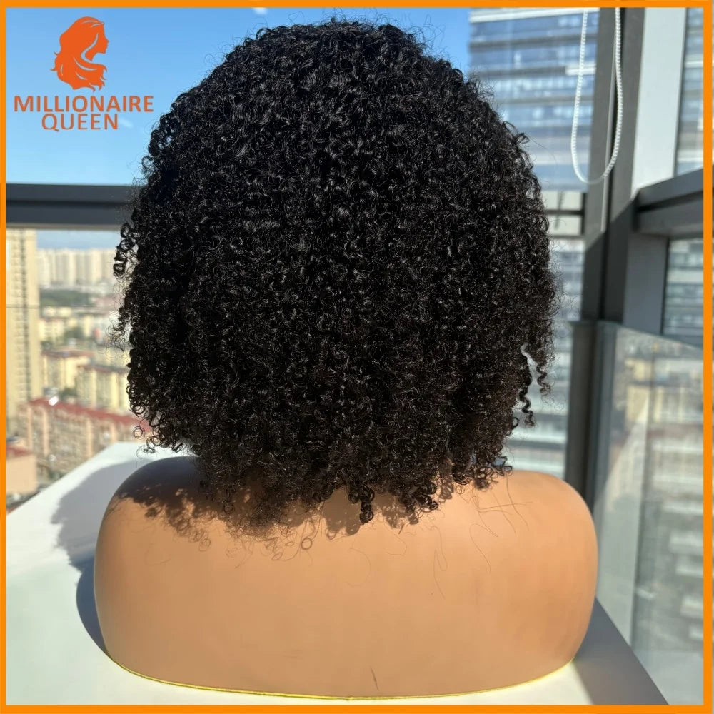 300% Millionaire Queen Half Wigs Wear and Go Beginner Friendly Headband Wig Pixie Curly Half Wig Clip Ins Flip Over Glueless Wig