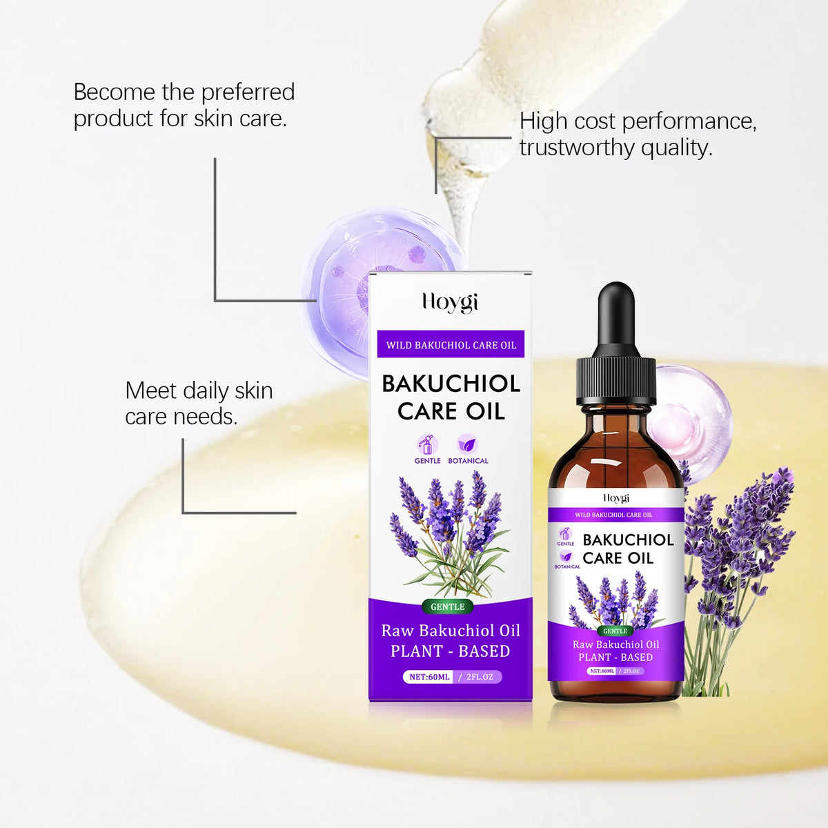 Bakuchiol Essectial Oil Relaxing Reduce Fine Lines Smoothing Facial Body Skin Care Nourish Aromatherapy Lavender Essential Oil