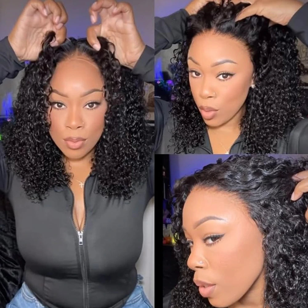 Glueless Kinky Curly Wig 13X6 Human Hair Ready To Wear Frontal Wigs Deep Curls Lace Closure Wig For Women Tissage Cheveux Humain