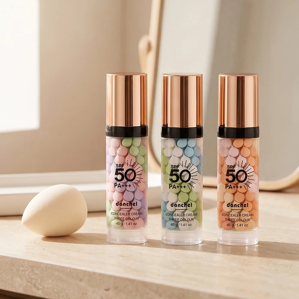 Three Color Press Release Cream Concealer Isolation Makeup Facial Base Brightening Hydrating Liquid Concealer Face Primer Glow