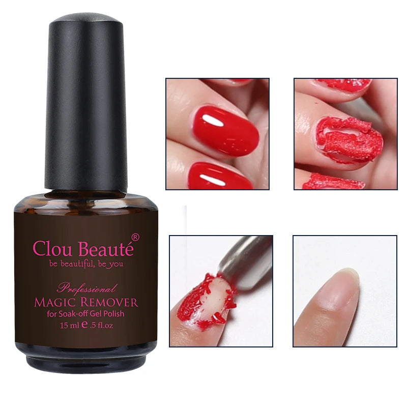 ClouBeaute Nail Gel Polish Remover Quick Easy Polish Magic Remover In 2-3 Minutes No Need Soaking Or Wrapping Nail Art 15ml