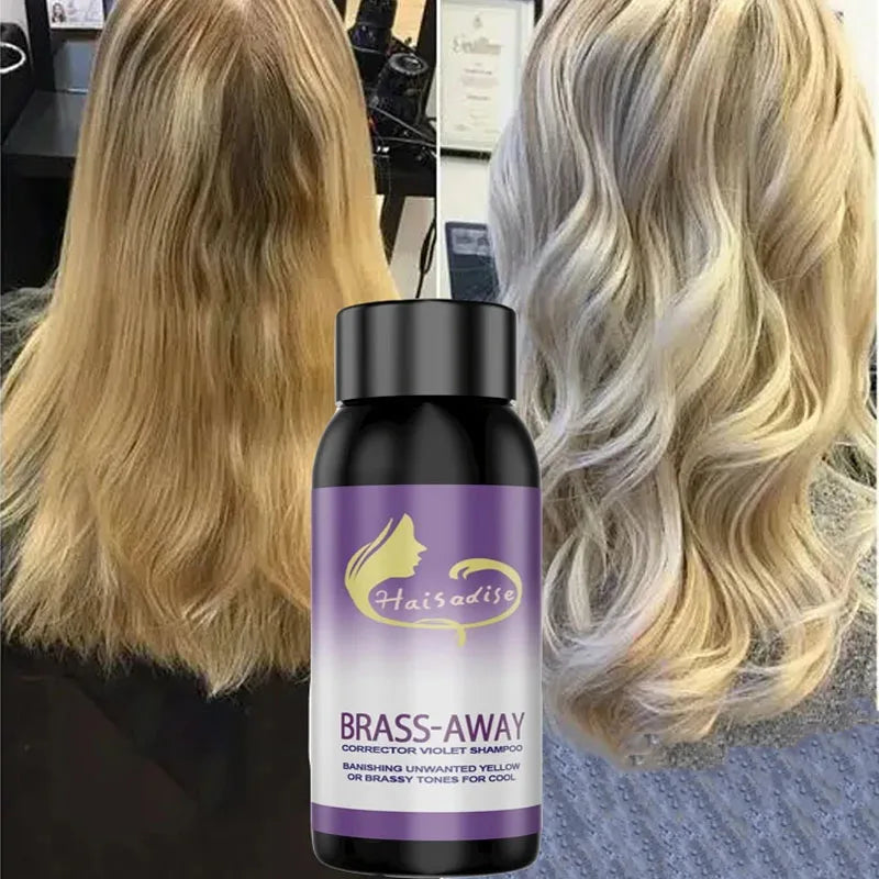 30ML Gray Color Fixing Hair Dye Shampoo Cover Gray Hair Fade Yellow After Bleach Hair Shampoo Non-irritating Purple Shampoo