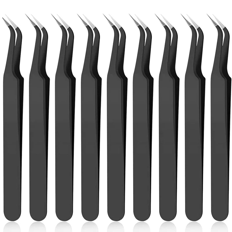 Stainless Steel Curved Straight Eyebrow False Eyelash Tweezers Nail Art Extension Makeup Tool Eeyelashes Tweezers