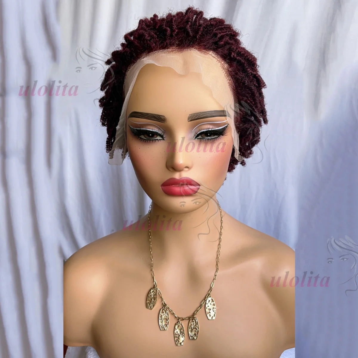 Premium 99J Afro Curly 13x4 Ear To Ear Lace Frontal Human Hair Glueless Wigs for Women 6inches Remy Hair Short Cut Lace Bob Wigs