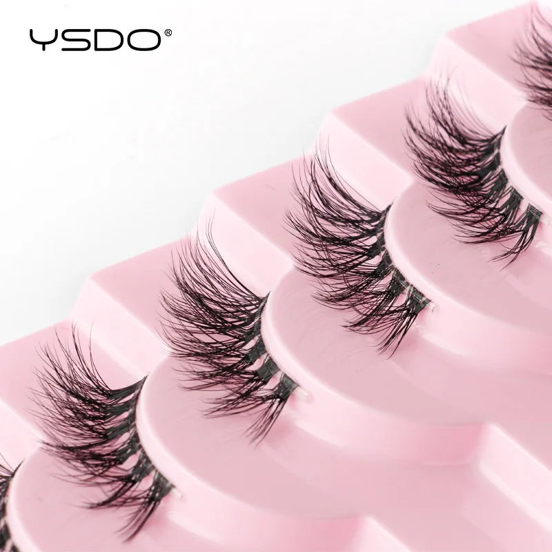 YSDO 5/10 Pairs Natural Eyelash Extension Hand Made Maquilagem Fluffy Fake Half Lashes Soft 3D Mink Lashes Makeup Faux Cilios