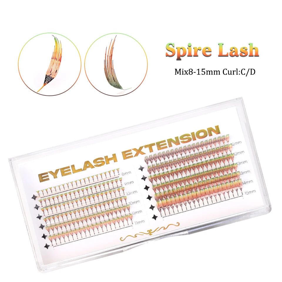 AGUUD Glitter Comic Spire Russian Volume Eyelash Extension Aurora Anime Feather Shape Premade Fan Lashes Christmas Makeup Cilia