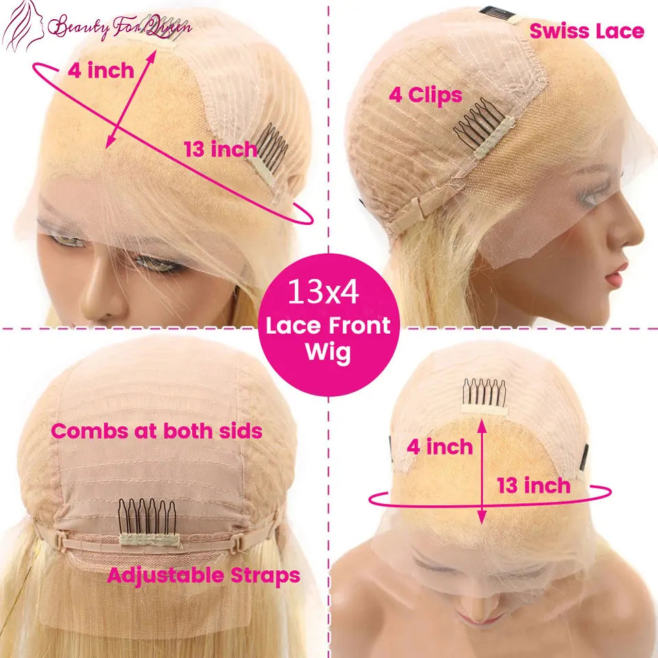 Red Long Straight Human Hair Wigs Extensions Invisible Lace Melting Colored 13x4 Lace Front Wig Glueless Wear And Go For Women
