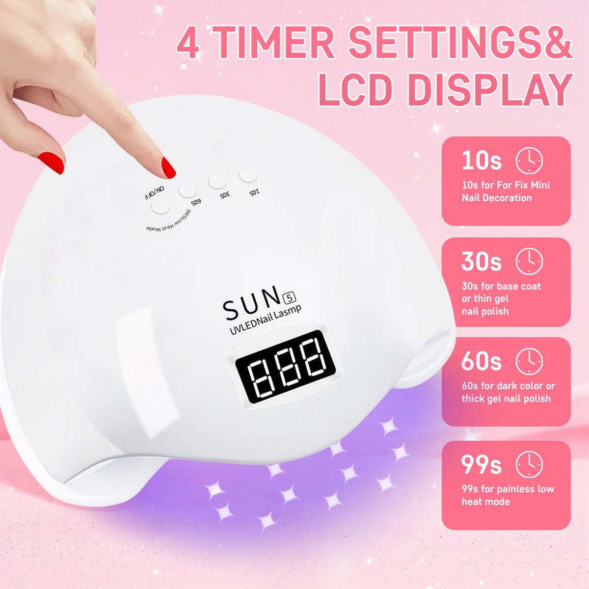 DianaBeauty UV LED Nail Lamp 24 LEDs Nail Dryer with 4 Timer Settings and Display Portable UV Lamp for Curing Gel Nail Polish