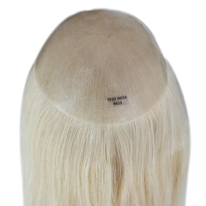 Women Toupee Full PU V Loop Injection Human Hair Wigs Indian Hair Extension Hairpiece System Brown Hair Topper Natural Color 613