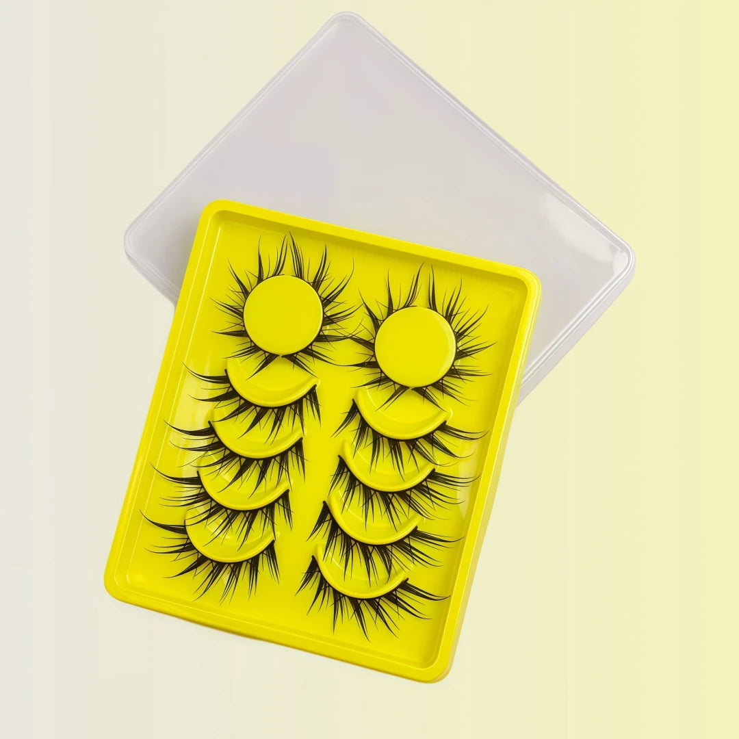 6 Pairs Spiky Dense Wet Look Manga False Eyelashes Cosplay Makeup For Daily Halloween Christmas Black Friday