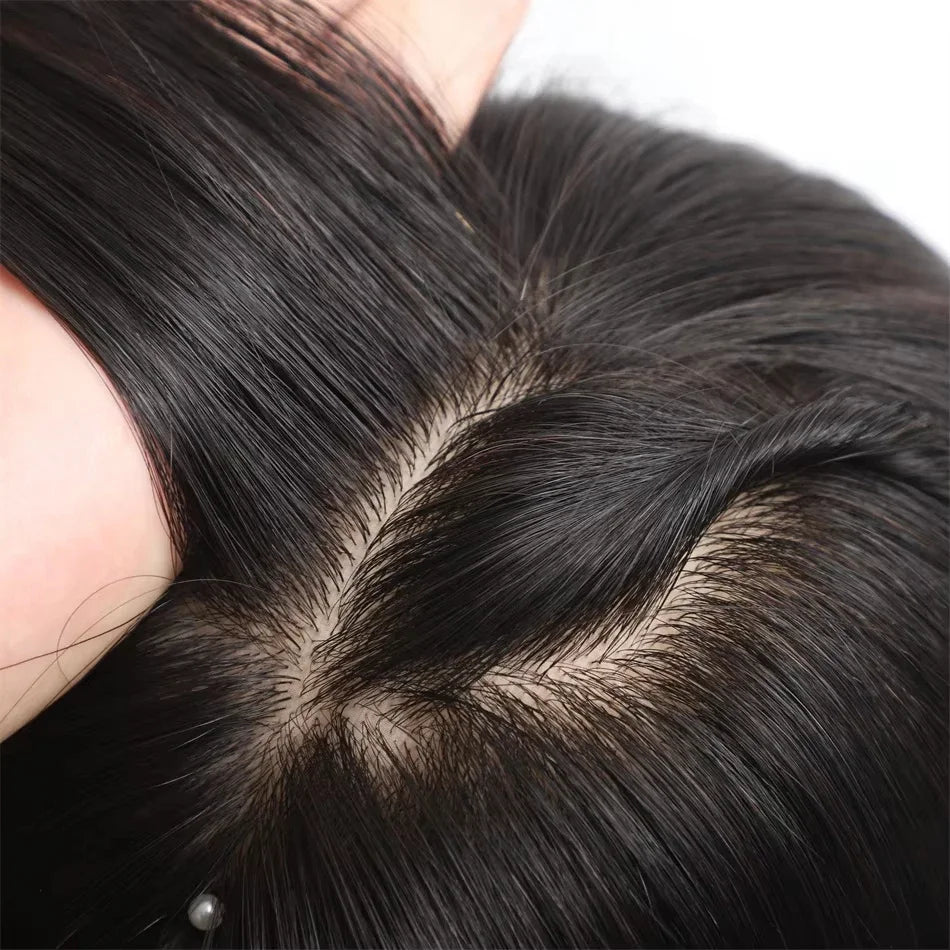 6*6 Silk Top Virgin European Human Hair Wig Bangs Natural Hairline Silk Base Glueless Elastic Cap Breathable Wear To Go Wig For