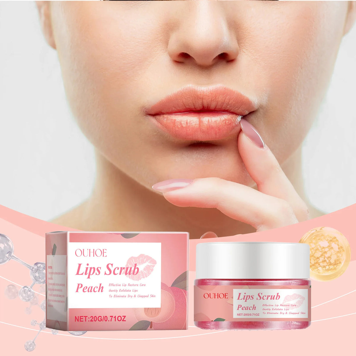 Peach Brightening Lip Scrub Exfoliating Pink Plumper Moisturize Smooth Skin Repair Lighten Fine Line Dead Skin Remover Lip Scrub