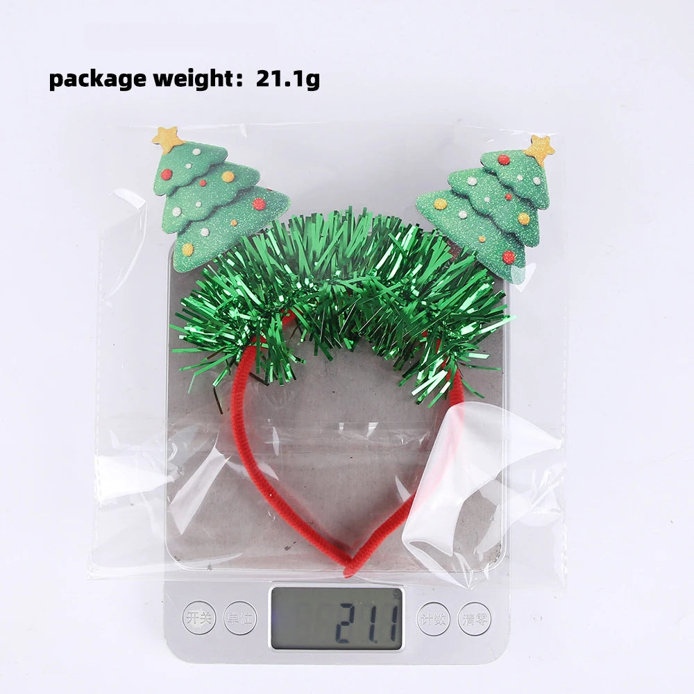 3D Flat Snowman Reindeer Christmas Headband with Antler Bow Hair Clip Festive Christmas Decoration Headwear for Parties