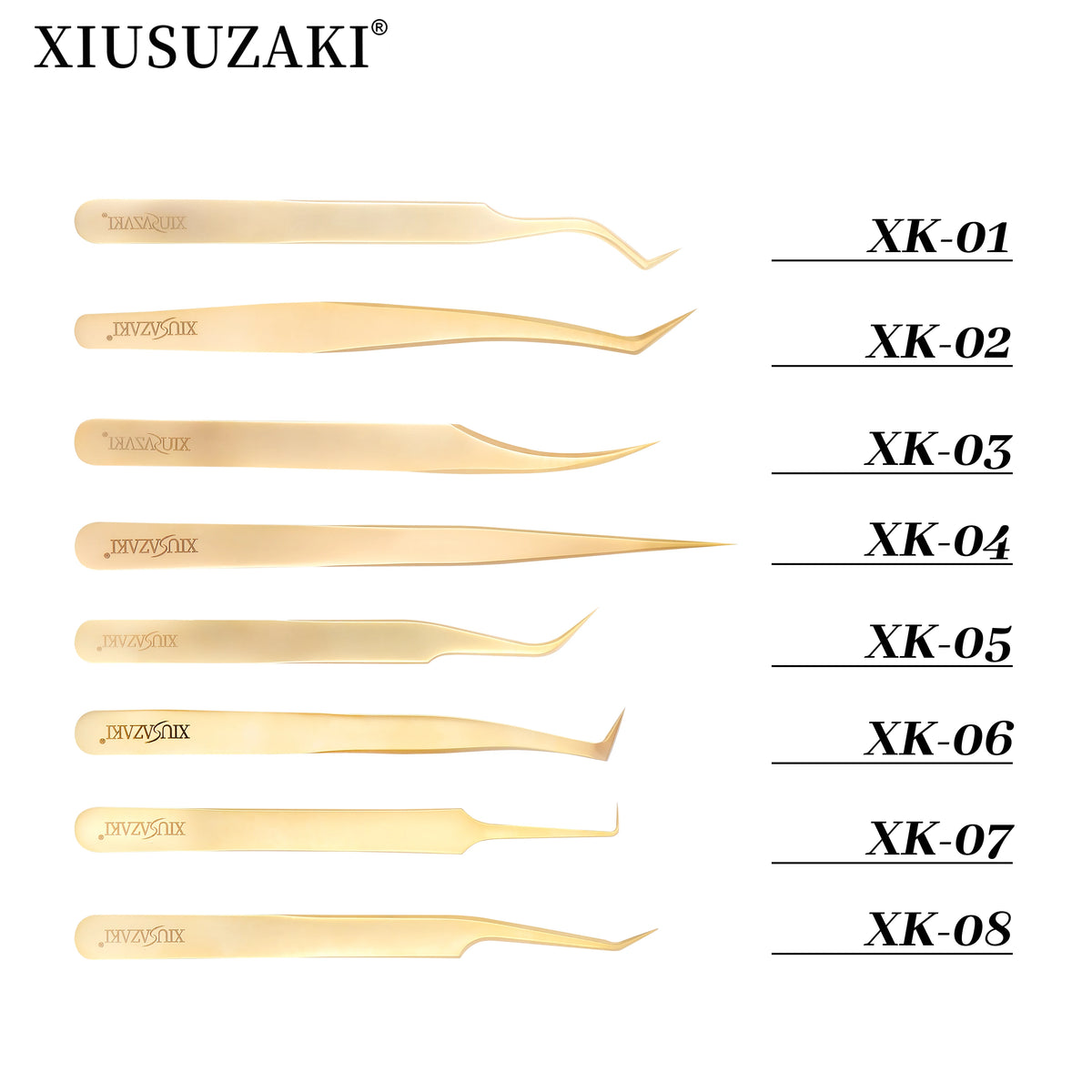 XIUSUZAKI High Precision Eyelash Extension Tweezer Fiber Tips for False Lash Extensions Stainless Steel Tweezers Makeup Tools
