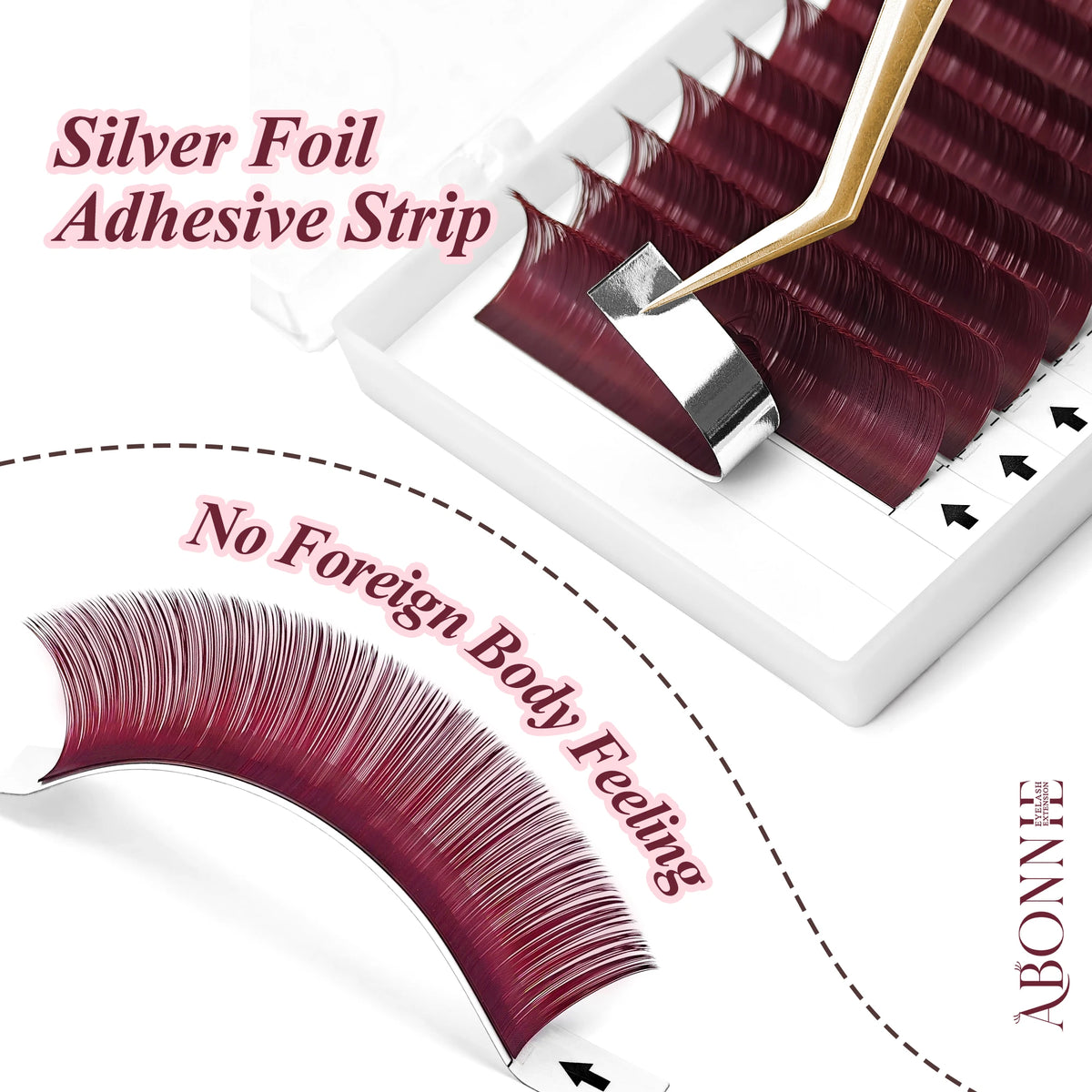 ABONNIE Burgundy Lashes Wine Red Colored Classic Eyelash Extensions Ombre Colorful Lashes