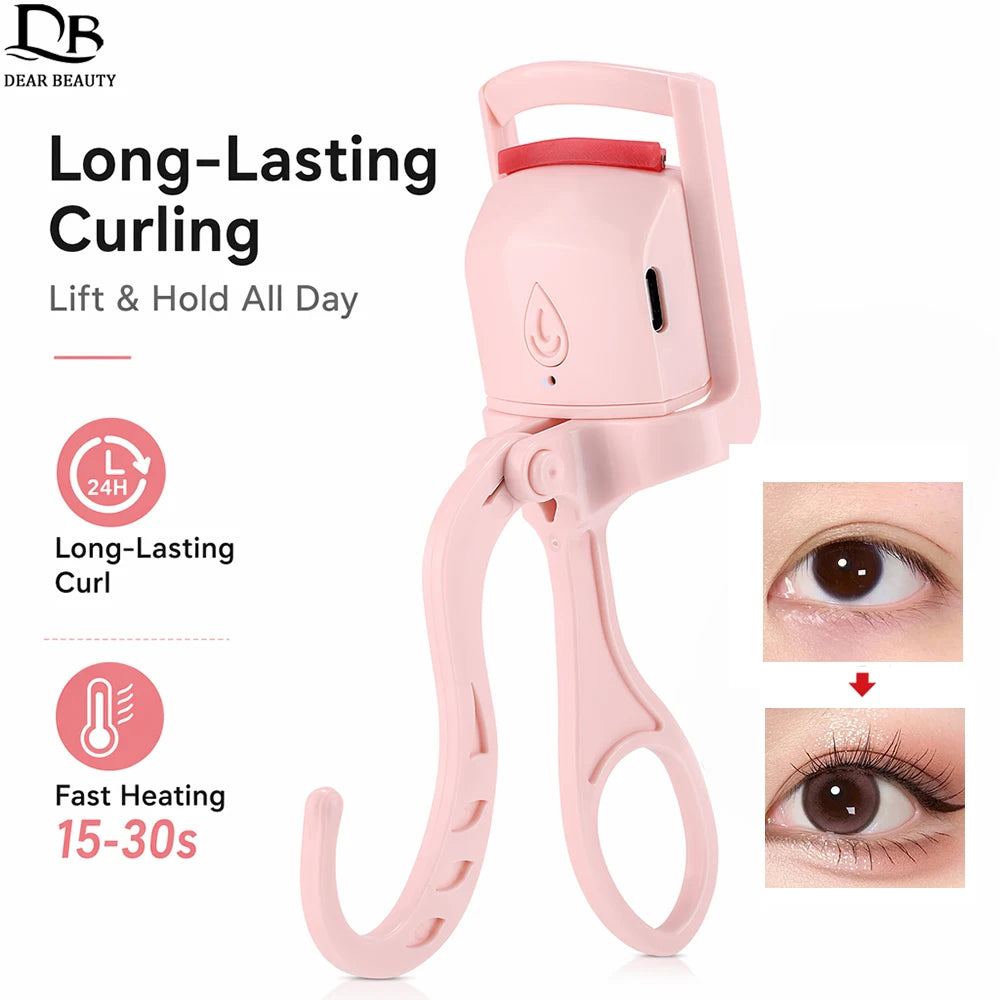 Electric Heated Eyelash Curler Comb Rechargeable Fast Heating Eyelash Curling Machine Long-Lasting Naturally Makeup Tool