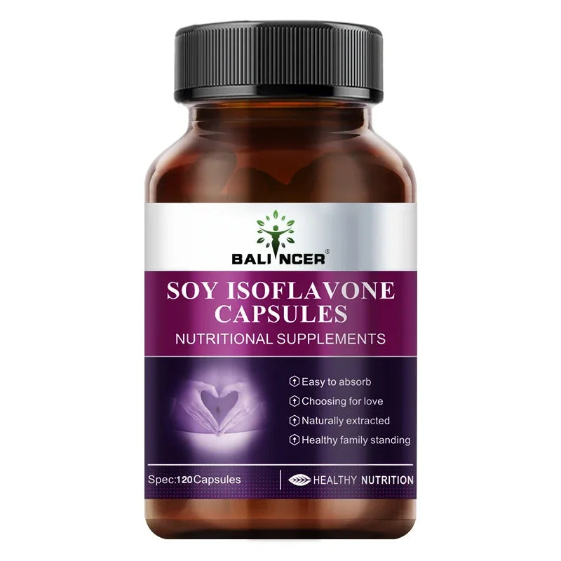 Soy Isoflavone Capsules - Women's Health Hormone Balance Improve Mood, Menstrual & Menopausal Discomfort, Nutritional Supplement