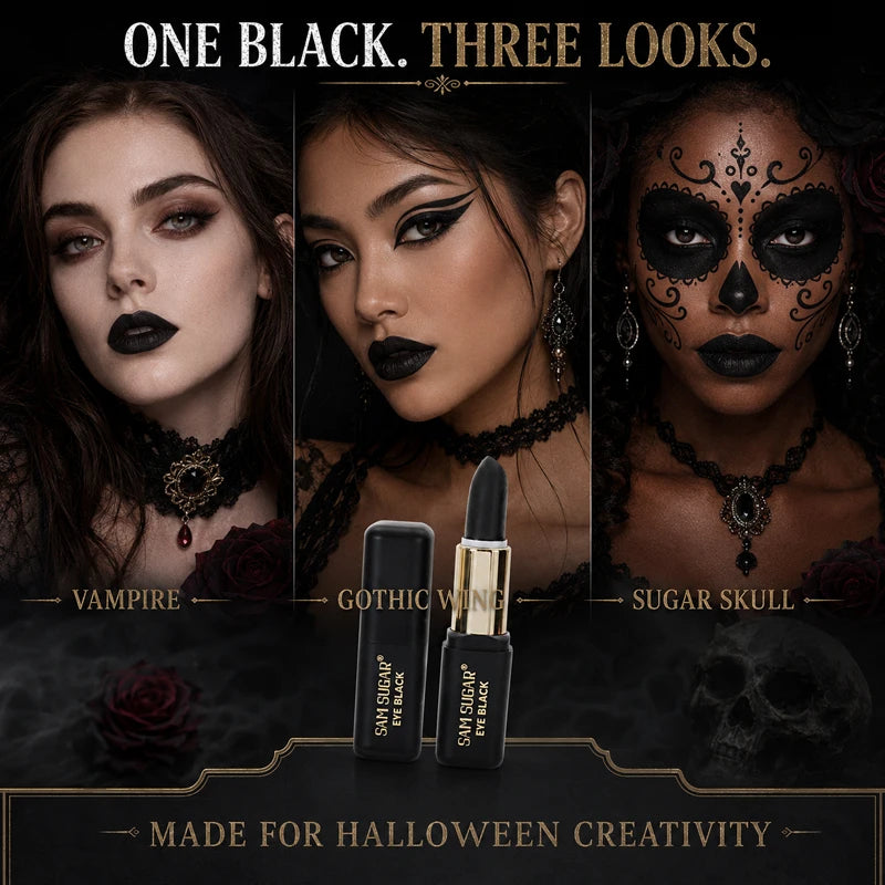 2PCS Halloween Black Face Paint Sticks, Matte Eye Black Makeup for Gothic Vampire Skull Cosplay Costume Party SFX Face Paint Kit