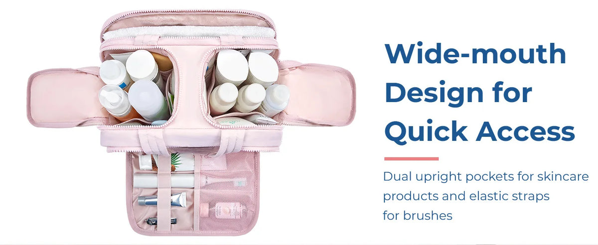 Large capacity waterproof makeup and toiletries handbag for women's travel bathroom shower and makeup storage bag