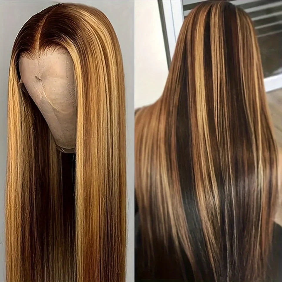 Straight Highlight Colored Synthetic Long Straight Hair Wigs Heat Resistant Fiber costumes,wigs for cosplay,parties