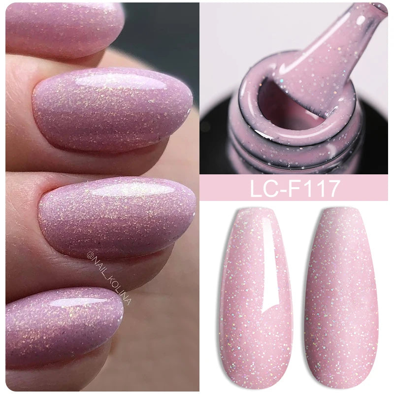 LILYCUTE 7ml Champagne Rose Gold Glitter Gel Nail Polish Colorful Sparking Long Lasting Manicure Soak Off Nails Art Gel Varnish
