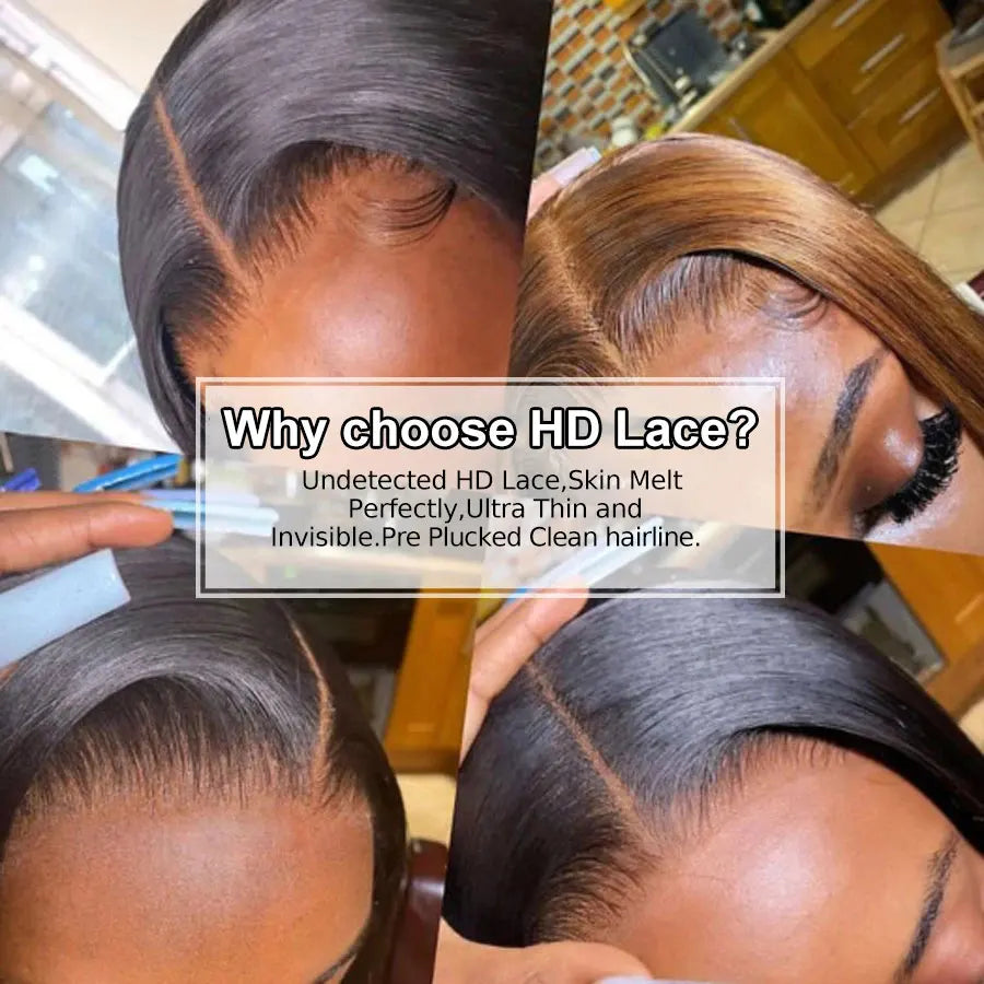 Eva 13x6 HD Lace Full Frontal Wig Silky Straight 180% Pre Plucked HD Lace Wig Invisible HD Lace Melt Skins Glueless Closure Wig